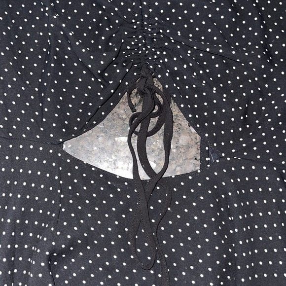 Victoria’s Secret Black And White Polka Dot Sheer Cutout Front/Open Back Romper - Picture 5 of 5
